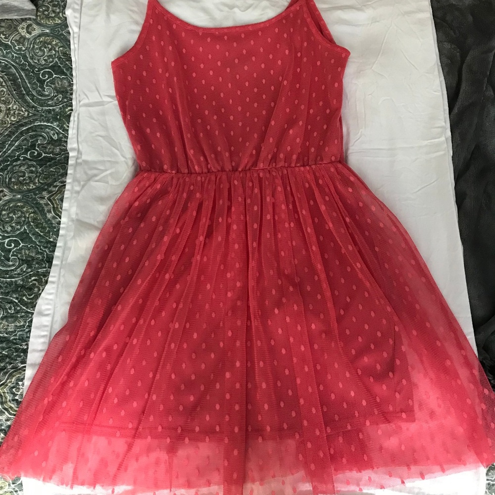 ASOS Pink Dress with Sheer Polka Dot Chiffon